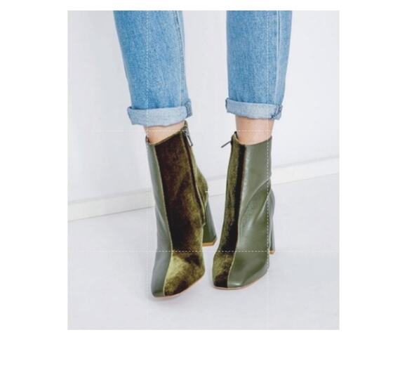 JAGGAR Shoes - JAGGAR Boots Women's Size 5 Khaki Blocked Boot Velvet Ankle Heel Zip Pointed Toe